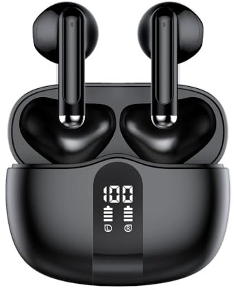 Cuffie Bluetooth, Auricolari Bluetooth 5.4 Wireless In-Ear, 8h per piu di 24h Cuffiette Hi-Fi Senza Fili, Auricolare USB-C Cancellazione del rumore ambiente Senza Filo per IOS e Android (Nero)