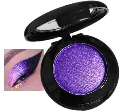 Glitter Purple Eyeshadow Palette, Matte Pressed Powder Make up Set, Shimmer Diamond Blendable Bright Single Eye Shadow, Ultra-fine Highly Pigmented Eyes Makeup with Brush Mirror for Women