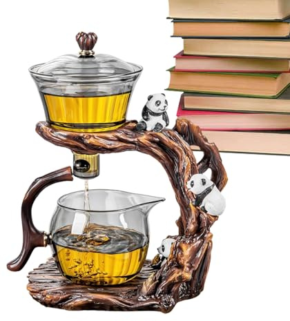 Théière À Goutte - Verre Semi-Automatique Résistant À La Chaleur | Set à Lazy Drip avec Infuseur,Pour Café, Cuisine, Bureau, Appartement, Restaurant, Camping, Hôtel, Pique-Nique, Fête,