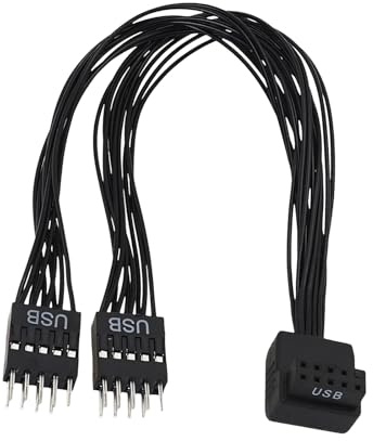 Motherboard USB Extension Angle 9 Pin to 2 USB Port Cable Easy Installation No Tools Required High Compatible Video Cable