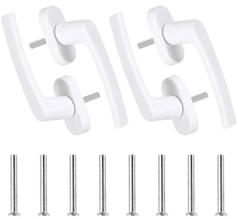 4 Pz Maniglia Finestra, Maniglia Finestra in Alluminio Bianco, Serrature di Sicurezza per Finestre, Chiavistello Girevole con Bloccaggio Aggiuntivo per Finestre in PVC UPVC