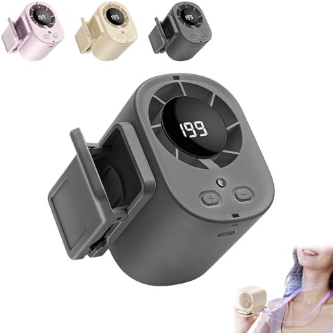 Tudegy Car Clip on Air Conditioner Fan with LED Display,USB Rechargeable Personal Cooling Fan, Portable Mini Cooling System,Hands-Free Clip on Fans for Home Office Cars Work Camping (A Gray)