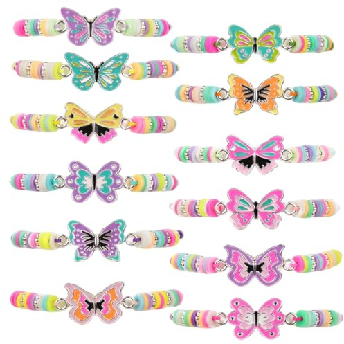 PacuM 12 Pièces Bracelet Amitié Papillon Colorés La Main Bracelet