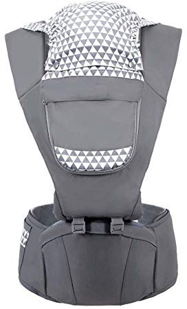 Nicht-Slip Ergonomische 3 in 1 Babytrage Infant Hipseat Babytragetasch Träger Vorne Känguru Baby Kindertrage Wrap Schlinge Für 0-48 Monate, Komfort Und Sicherheit,Grau
