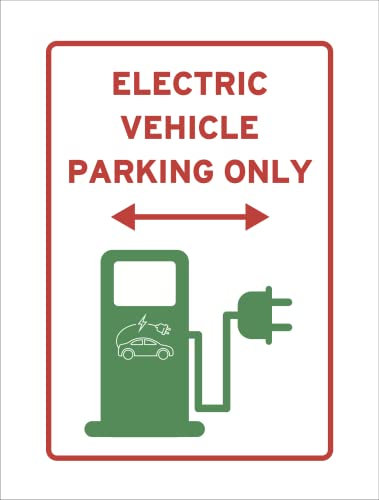 Zukeo Ltd Aluminium Red Electric Vehicle Charging Parking Sign Only Charger Graphic Funny Hilarious Joke Car Reserved Warning EV
