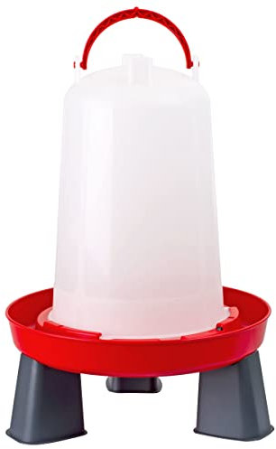 Agrarflora Hühnertränke 1,5 Liter, rot - Geflügeltränke für Hühner - Automatische Wassertränke - Stülptränke, Kükentränke, Wachteltränke, Vogeltränke - Wasserspender mit Standfüßen & Aufhängung