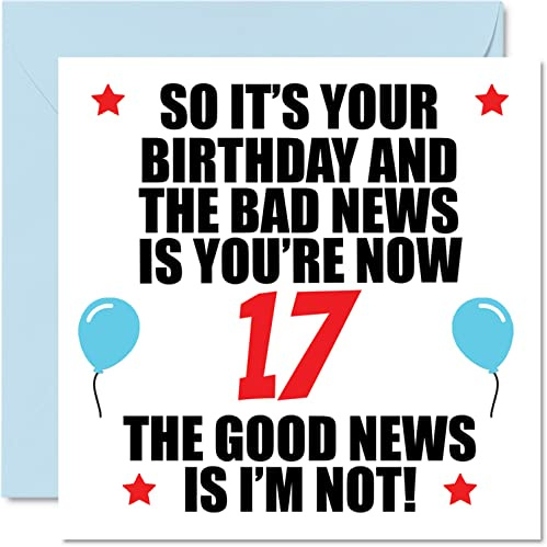 Stuff4 Lustige Geburtstagskarte zum 17. Geburtstag für Männer und Frauen