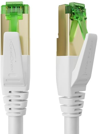 KabelDirekt – Cavo Ethernet Cat 7, resistente alla rottura – 25 m – 10 Gigabit LAN – Disponibile in 0,25-30 m (Cavo di rete/internet ad alta velocità, PC, switch/router/modem, RJ45, bianco)