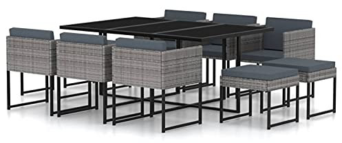 Festnight Rattan Gartenmöbel Set 6 Personen Balkon Sitzgruppe Garten Essgruppe Balkonmöbel Set Gartentisch mit 6 Stühlen Set Gartenbank Polyrattan Gartengarnitur Sitzgarnitur Balkontisch