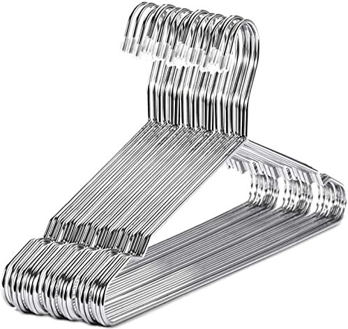 Kleiderbügel, Edelstahl, 40 cm, 20 Stück Kleiderbügel für Kleidung, Standard-Kleiderbügel, gekerbt, platzsparend