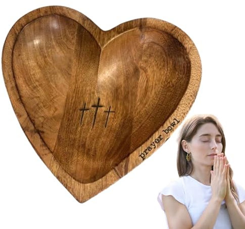 Ciotola da preghiera in legno, forma di cuore, decorazione rustica forma di cuore, ciotola per impasto con biglietti di preghiera, strumento decorativo per cassettiere da camera da letto,