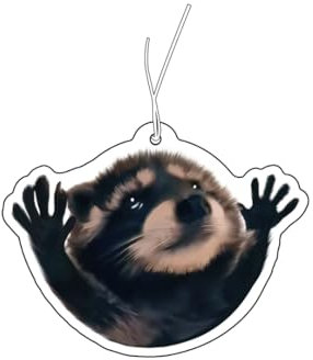 2x Duftbaum Mit 'Waschbär Pedro' Motiv, Duftspender Lustig, Tuning, Lufterfrischer, Duftanhänger Set