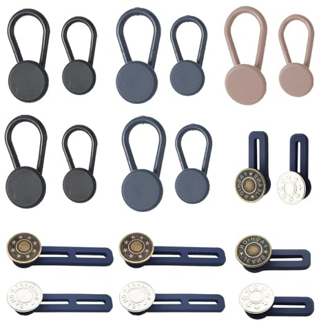18 Pcs Button Extender for Trousers, Waistband Extender, Adjustable Waist Extender for Trousers, Elastic Women Men Extended Button for Jeans, Skirts, Pants