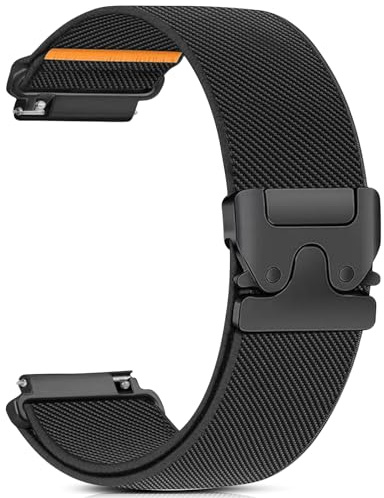 RUIMAYA Cinturino per Orologio in Nylon 22mm Compatibile con Garmin Venu 3 2/Venu 4 45mm, Cinturino Elastico Intrecciato per Orologio per Forerunner 255/265/Galaxy Watch 3 45mm, Nero
