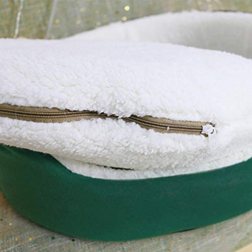 Tnfeeon Cuccia per Gatti con Albero di Natale, Accogliente Tenda in Peluche per Gatti e Cani di Piccola Taglia da Interno, Cuscino Lavabile, 13,77 Pollici X 17,71 Pollici (GREEN #23)