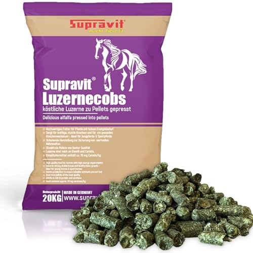 Supravit Luzernecobs 20kg - energiereiches Pferdefutter I | Luzernepellets mit hohem Anteil an Carotin I liefert wichtige Mineralien für alle Pferde