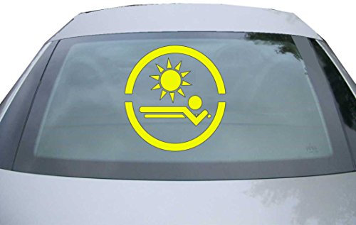 Indigos UG Aufkleber Heckscheibe & Motorklappe - neongelb - 600x571 mm - Sonnenstudio - Fisch - selbstklebender Sticker für Auto, Fenster, Bus oder LKW -