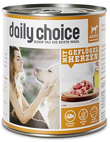 DAILY CHOICE – Geflügel | Nassfutter mit natürlichen Zutaten und wertvollen Superfoods für ausgewachsene Hunde. Getreidefreies Alleinfutter ohne Zusatzstoffe in der Dose | 12x800g Geflügel