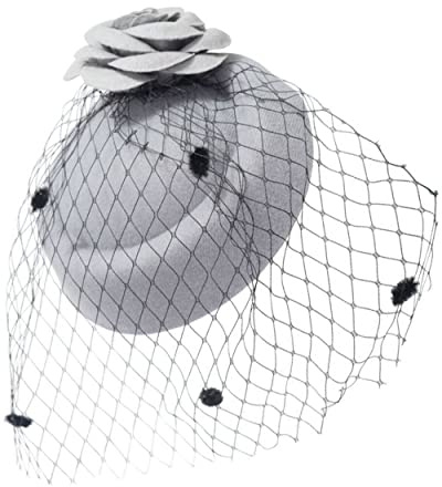 Ro Rox Ruby Rosen Vintage Retro 40er 50er Jahre Fascinator Hochzeit Party Hut - Grau