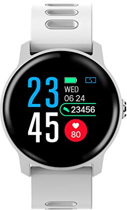 hmjsmj Bluetooth 4.0, IP68 Waterproof Activity Tracker 1.3 inches, IPS color screen, heart rate, blood pressure, sleep, calories, monitor, step counter White