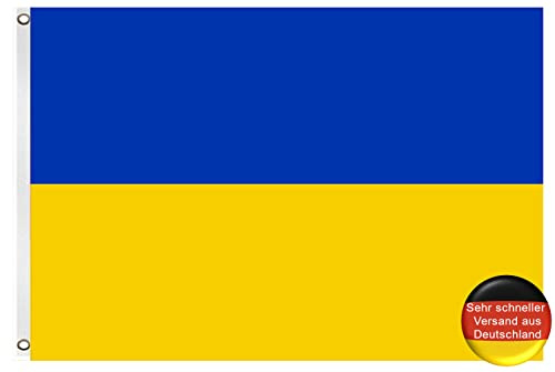Blackshirt Company Ukraine Fahne Ukrainische National Länder Flagge mit Ösen 150 x 90 cm Farbe Mehrfarbig