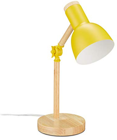 Relaxdays Schreibtischlampe, verstellbare Retro Tischlampe, Holz & Metall, E14 Fassung, HxD: 45,5 x 14,5 cm, Farbwahl | Holz & Metall, E14 Fassung, Leselampe, 45,5 x 14,5 cm
