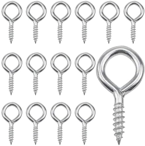MZMing 60 piezas Tornillos de ojal Pernos de ojo de vid 4cm Acero galvanizado Clavos de tornillo de anillo autorroscantes Perno de ojo de retraso para Artesanías De Corcho Marcos de madera colgantes