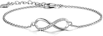 CERSLIMO Kleine Armband Mädchen Damen, 925 Sterling Silber/Gold/Rosegold Unendlichkeit Symbol Infinity Zirkonia Feine Armband Dünn Schmuck für Frauen
