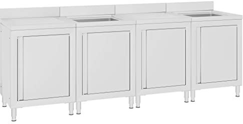 vidaXL Gastro Spülenunterschrank Spülschrank Spülbecken Spültisch Gastrospüle Spüle Arbeitsschrank Küchenschrank 240x60x96cm Edelstahl