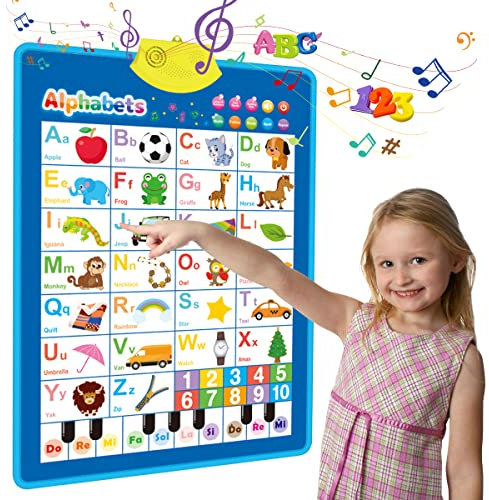 REMOKING Electronic Interactive Alphabet Wall Chart,Talking ABC & 123s & Piano Tone & Music Poster,Learning Toy at Preschool, Kindergarten, Educational Toys for 1-6 Year Old Boys Girls