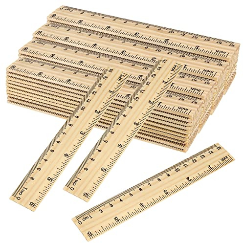 SINJEUN 216 Stück 15 cm Holzlineal 2 Skalen 15 cm Holz gerade Lineale doppelseitiges Maßstab Lineal Messwerkzeug für Studenten Schule Zuhause Büro Architekten Ingenieure