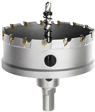 Meccion Lochsäge Hartmetall-Bohrer, Hochwertiger TCT Metall Lochsäge Bohrer für Edelstahl, Eisen, Legierung, Holz, Kunststoff (90mm)