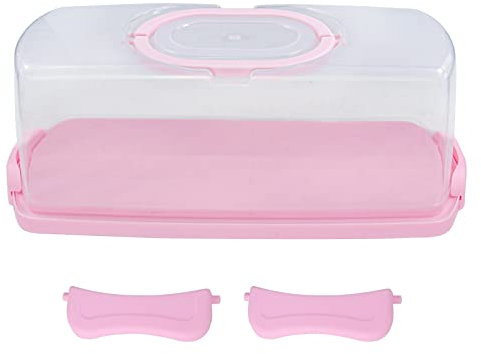 Bppyvct 1 panera portátil con asa, tapa transparente, soporte de almacenamiento para pasteles, donas, panecillos o baguettes (rosa)