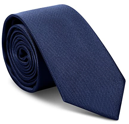 URAQT Cravatta Uomo, Cravatte Slim Uomo Eleganti in Diversi Colori, Sottile Tinta Unita Cravatta con Motivo a Righe, Per Affari, Lavoro, Festa, Decorazione, 145cm * 6cm (Blu Navy)
