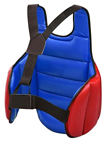 JISADER Equipo de Escudo Ajustable de protección de Pecho de Karate Reversible, Chaleco Protector de Taekwondo de Boxeo con Escudo de Costillas para Mujeres, Rojo Azul M