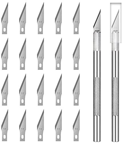 Zimoer Cutter Di Precisione, Taglierino Di Precisione, Precisione, 2 Pz Bisturi Con 20 Lame Taglierino, Coltello Da Intaglio Artistici, Bisturi Modellismo/Fai Da Te/Taglio Pane/Artistici (Argentato)
