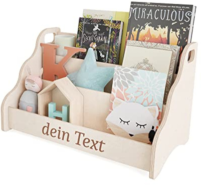 MAMOI® Children’s Bookcase Personalized with Name – Kids Bookshelf, Book Organizer for Children’s Room Furniture, Freestanding Book Rack for Storing Books, Wooden Book Bin