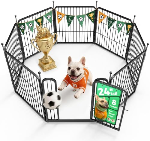 FXW Rollick Unleashed Dog Playpen for Indoor, Yard, RV Camping, 24 inch 8 Panels for Small and Puppy Dogs, Black│Patented