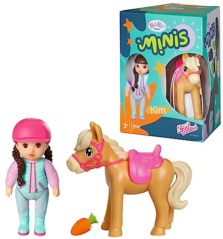 BABY born Minis Pferde-Spielset mit Minis-Puppe Kim und Pferd mit Möhre, 906149 Zapf Creation