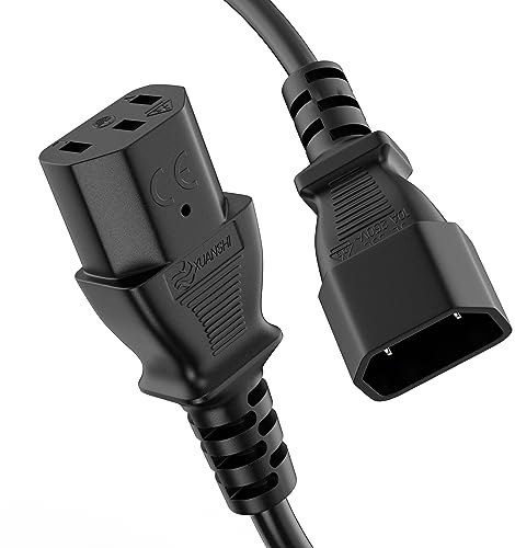 ETEC Kaltgerätekabel Verlängerung 2m C14 auf C13 Netzkabel 3 Pol Stromkabel | Verlängerungskabel für PC, Monitor, Drucker, Beamer und Spielekonsolen mit IEC C13/C14 Kaltgeräteanschlüssen