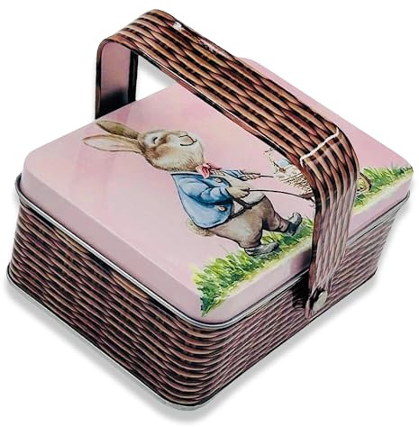 MediMuc Osterkorb - Mini Dose, Bonbondose, Geschenkdose, Osterdose braun- rosa, Sammlerdose - Maße: (Länge x Breite x Höhe): 10,3 x 7,5 x 4,0cm