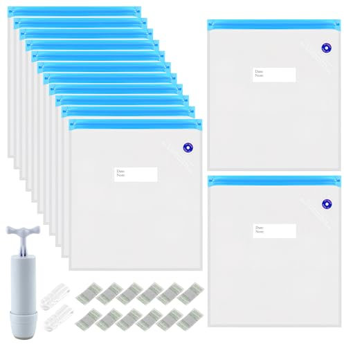 Vakuum Kit, 12 Stück 3D Drucker Filament Vakuumkompression, Feuchtigkeitsdichter Vakuumbeutel für 3D-Filamente, Wiederverwendbare Vakuumbeutel Vakuumversiegelter für Filament Aufbewahrung