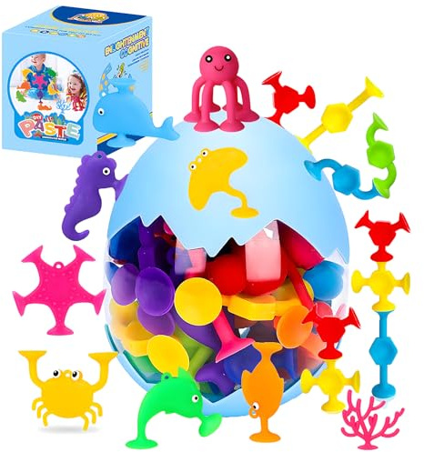 HYSZXUS Bath Toys - 27 PCS Suction Cup Toys Bathtub Toy Shower Toy for Kids Ages 4-8,Sensory Toys for 3 4 5 6 7 Year Old Boys Girls,Mold Free Bath Toy Travel Toy Easter Gifts