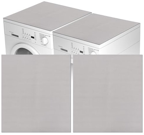 2pcs 23.6x25.6 Inch Washer and Dryer Covers for The Top, Anti-Skid Washer Dryer Top Protector Mat Dust-Proof Anti-Scratch Diatomite Rubber Mat for Washing Machines (Gray)