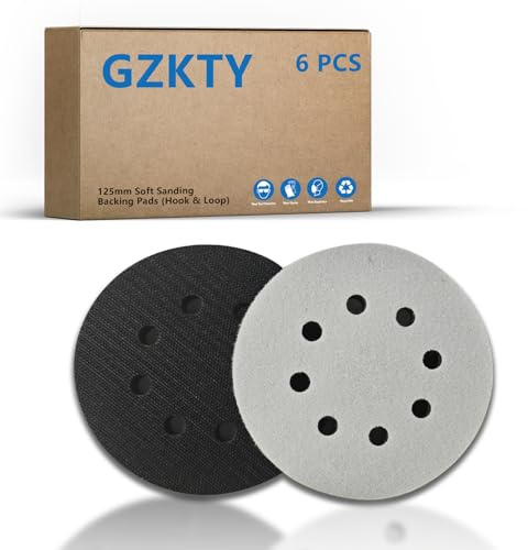 GZKTY Klett-Schleifteller 125mm mit 8 Löchern | 6 Stück Schwamm Soft Pad für Exzenterschleifer | Ersatz Schleifpads