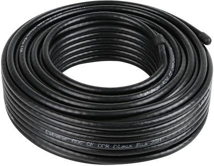 Labgear 25m Coaxial Satellite Cable RG6 Black Digital Aerial TV Cable Double Screened Gas Injected Foam CE and CPR Certified Black