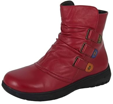 Mod Comfys L557 Ladies Softie Leather Ankle Boots (Red, UK Footwear Size System, Adult, Women, Numeric, Wide, 5)