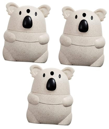 Cabilock 3 Piezas Tarro de Palillos Koala Palillos de Aperitivo palillo de palillero automatico envase de moldadientes Recipiente de plástico para Palillos el plastico Khaki