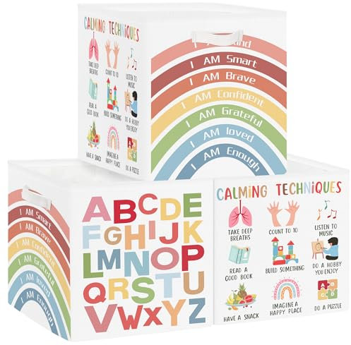 Clastyle Set di 3 Cubi Portaoggetti Ripiegabili Apprendimento Kallax Contenitori Maniglia per Scaffale Scatole Portaoggetti Genitore per Libro Giochi,Bianco,30x30x30 cm