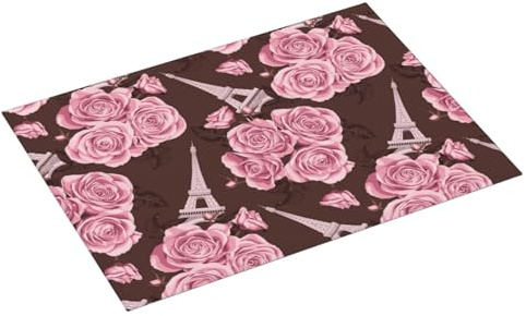 Tapetes grandes para secar platos para encimera de cocina, tapete absorbente de 18 x 24 pulgadas, tapete de secado de torre de flores rosas para encimera de cocina, tapete de microfibra con lazo para